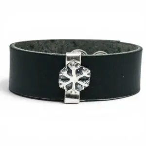 läderarmband med snöflinga i silver