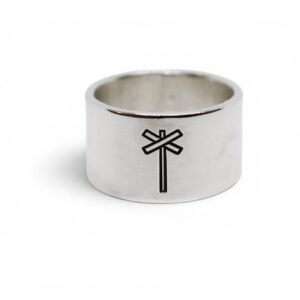 bred silverring med ledkryss