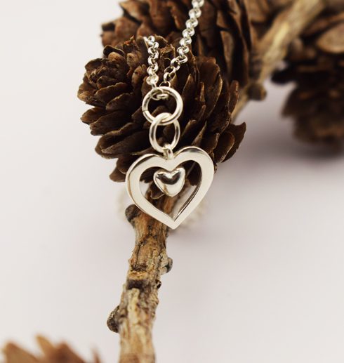 silverhjärta med kottar bakom